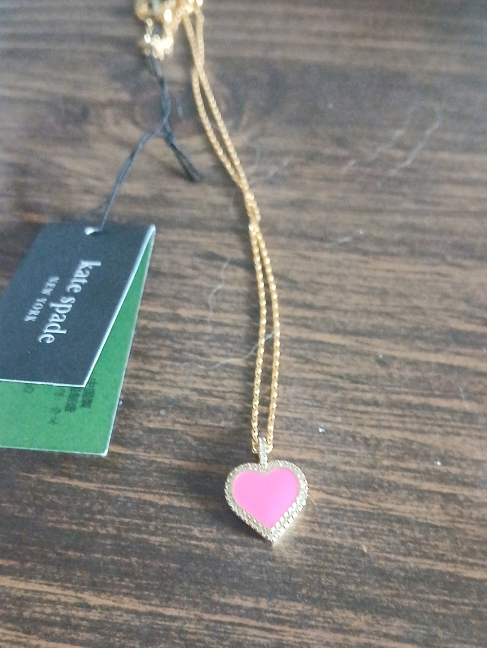 kate spade Gold Chain with Pink Heart Pendant